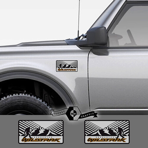 2 New Ford Bronco Wildtrak Mountains Decal Vinile Emblema Logo Sasquatch Striscia adesiva grigia per Ford Bronco
