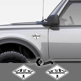2 New Ford Bronco Wildtrak Mountain Decal Vinyl Emblem Sasquatch Logo Striscia adesiva bianca per Ford Bronco
