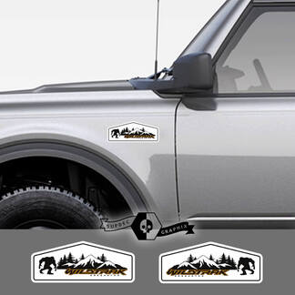 2 New Ford Bronco Wildtrak Mountain Decal Vinyl Emblem Sasquatch Striscia adesiva bianca per Ford Bronco
