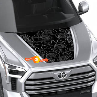 Hood Topographic Map TRD 4X4 Off Road Wrap Decal per Toyota Tundra Terza generazione XK70 2021-up Sticker Graphics SupDec Design 3
