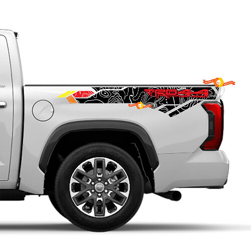 Adesivo in Vinile Topografico TRD 4x4 per Fiancata del Cassone Toyota Tundra XK70 2021-presente