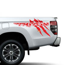 Kit adesivi in vinile stile Raptor per graffi laterali del letto per Mitsubishi Triton
 3
