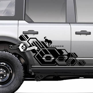 Coppia di Porte Laterali Logo Geometrico Grafica Splash Decalcomanie Adesivi per Ford Bronco 20212022 2023
