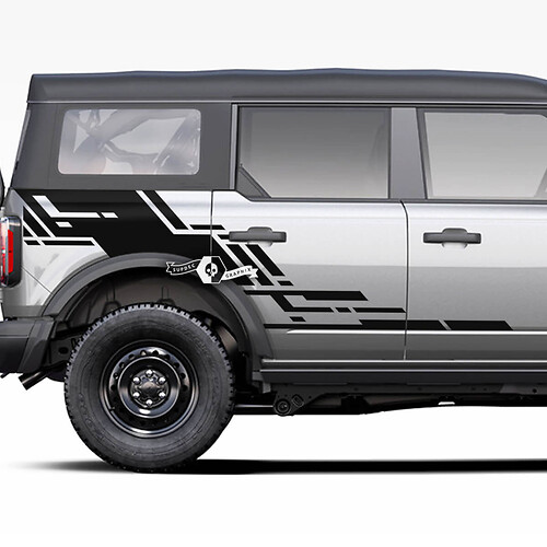Coppia di Porte Laterali Logo Geometrico Grafica Splash Decalcomanie Adesivi per Ford Bronco 20212022 2023
