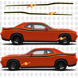 2X Dodge Challenger Rumble Bee Decalcomanie a strisce per tutto il corpo Grafica in vinile 2 colori
