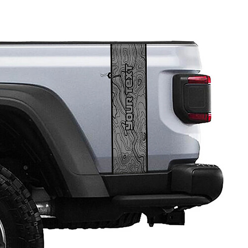 Testo Personalizzato Grafica Vinilica a Strisce Laterali Posteriore con Mappa Topografica per Jeep Gladiator JT Rubicon Mojave
