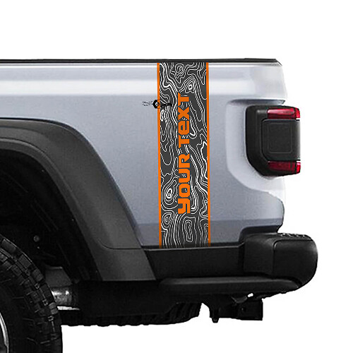 Grafica in vinile a striscia posteriore mappa topografica testo personalizzato 3 colori per Jeep Gladiator