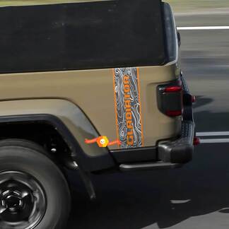 Logo Jeep Gladiator Mappa topografica Grafica in vinile con strisce laterali posteriori 3 colori
