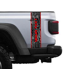 Grafica in vinile a striscia posteriore mappa topografica testo personalizzato 3 colori per Jeep Gladiator 2