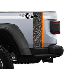 Logo Jeep Gladiator Mappa topografica Grafica in vinile Mojave Stripe laterale posteriore 3 colori
 2