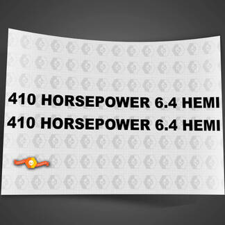 Decalcomanie per cofano Hemi personalizzate Dodge 410 HORSEPOWER 6.4 HEMI
