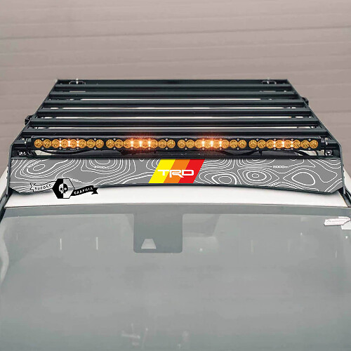 Adesivo in vinile per portapacchi da tetto in stile vintage topografico TRD per Toyota 4Runner 2014-2023