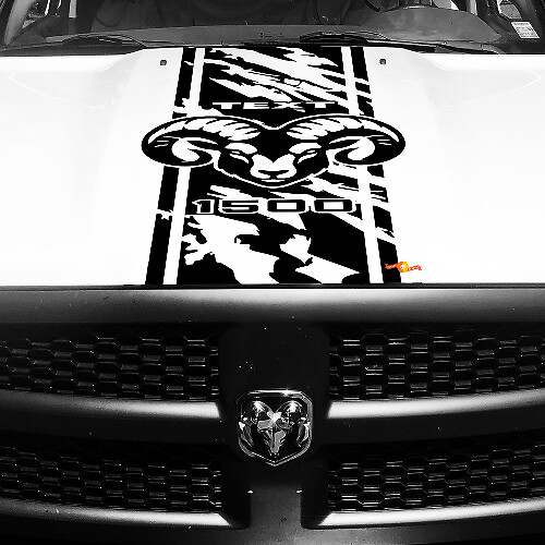 Adesivo in Vinile Stile Sbiadito Hemi con Striscia per Cofano Dodge Ram 1500