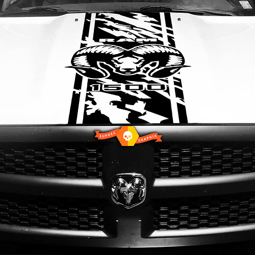 Adesivo per cofano adesivo in vinile per DODGE Ram Hemi 1500 Rebel SRT Grange Design Stripe

