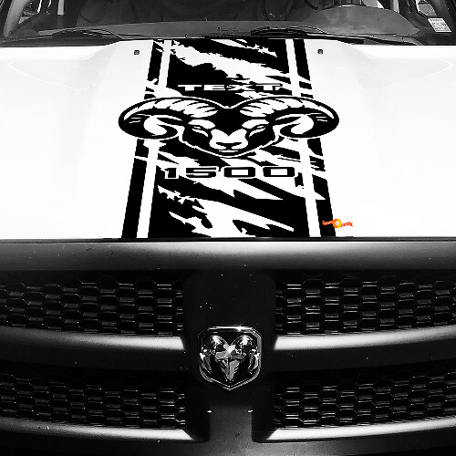 Adesivo Vinile Personalizzato Hemi Logo con Striscia Usurata per Cofano Dodge Ram 1500