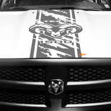 Adesivo Vinile Personalizzato Hemi Logo con Striscia Usurata per Cofano Dodge Ram 1500_2