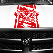 Adesivo Vinile Personalizzato Hemi Logo con Striscia Usurata per Cofano Dodge Ram 1500_3