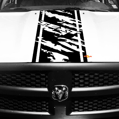 Adesivo in vinile personalizzato con strisce usurate per cofano Dodge Ram 1500