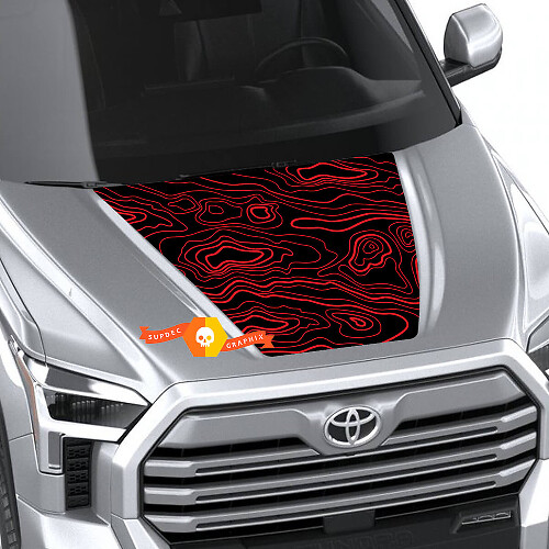 Hood Topographic Map TRD 4X4 Off Road Wrap Decal per Toyota Tundra 3rd 2021 - up Sticker Graphics SupDec Design
