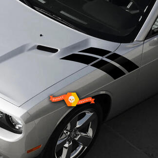 Coppia Dodge Challenger Hood Fender Side Hash Marks Racing Stripes Decalcomanie per 2009-2014
