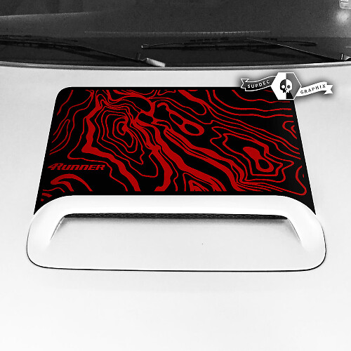 Toyota 4runner TRD Hood Scoop adesivo grafico mappa topografica linee 2 colori 2020 2021 2022 2023
