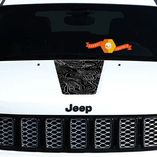 2011-2018 Jeep Grand Cherokee Hood Graphic Decal Blackout Mappa topografica
