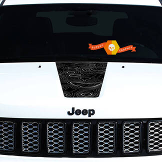 2011-2018 Jeep Grand Cherokee Front Hood Graphic Decal Blackout Mappa topografica Blackout

