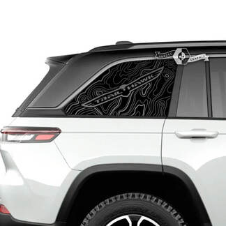 Coppia 2023+ Jeep Grand Cherokee Trailhawk Windows Graphic Decal Blackout Topographic Map Blackout
