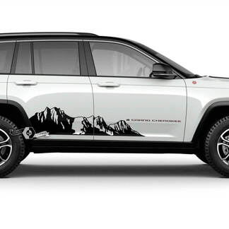 Coppia decalcomania grafica 2023+ Jeep Grand Cherokee Trailhawk Doors Mountains
