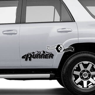 2 x 4Runner 2023 + Porte Vinile Logo Mountain Decalcomanie Adesivi per Toyota 4Runner TRD
