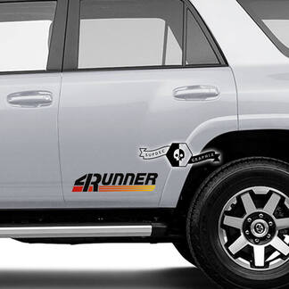 2 x 4Runner 2023 + Porte Vinile Logo Sunset Mountain Decalcomanie Adesivi per Toyota 4Runner TRD
