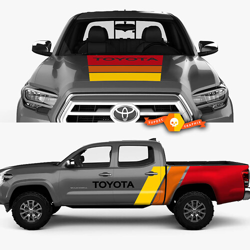Kit di adesivi in vinile con grafiche retrò per Toyota Tacoma, 2 lati
