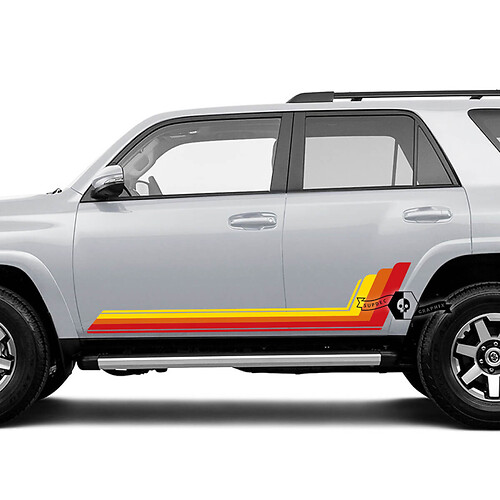 Coppia 4Runner 2023 Porte laterali Old School Sunset Vinile Montagne Decalcomanie Adesivi a strisce per Toyota 4Runner TRD Colori personalizzati
