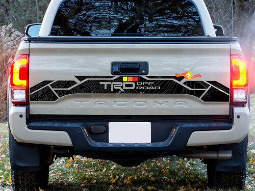 TRD 4x4 PRO Sport Off Road Mappa topografica a colori Vintage Portellone posteriore Adesivi in ​​vinile Decal adatta per Toyota Tacoma 16-24
