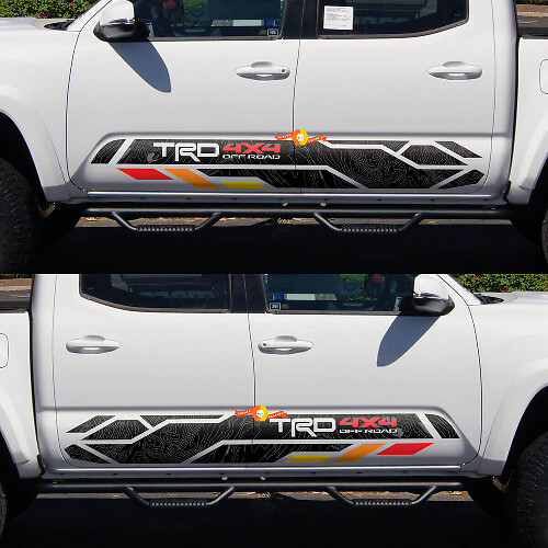 Kit Adesivi in Vinile Topografici per Minigonne Rocker TRD 4x4 Off Road per Toyota Tacoma Tundra