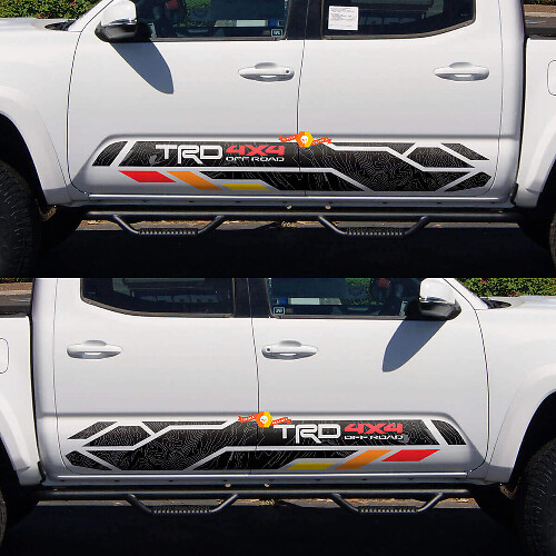 Adesivo Vinilico Laterale Topografico TRD 4x4 Off Road per Toyota Tacoma 2005-2020