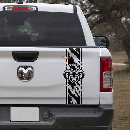Adesivo in Vinile con Strisce Stile Logorato Hemi per Portellone Dodge Ram 1500