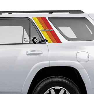 Coppia 4Runner 2013 - 2023 Side Old School Mappa topografica Topo SunSet TriColor Stripes Decalcomanie in vinile Adesivi per Toyota 4Runner TRD SupDec Design
