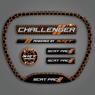 Set di Challenger SRT Scat Pack a nido d'ape cannella arancione COPERTURA DEL VOLANTE ANELLO emblema decalcomania a cupola Charger Dodge Scatpack
