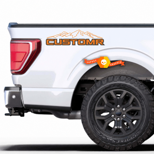 CUSTOMR Outline Mountain Lettering Pair Fianco del cassone Adesivo in vinile per Ford F-150