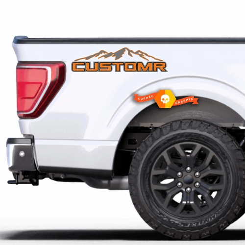CUSTOMR Filled Mountain Lettering Pair Fianco del cassone Adesivo in vinile per Ford F-150
