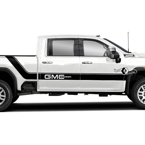 Kit Adesivi in Vinile per Strisce Laterali Curvate con Lettering GMC per GMC Sierra 2500HD
