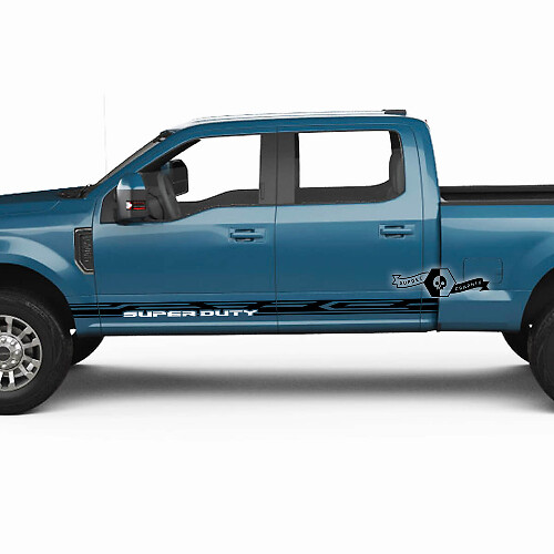 Coppia Ford Super Duty 2023 Rocker Panel Stripes Corpo Porte Decalcomanie Adesivi laterali Logo Grafica Vinile 2 colori
