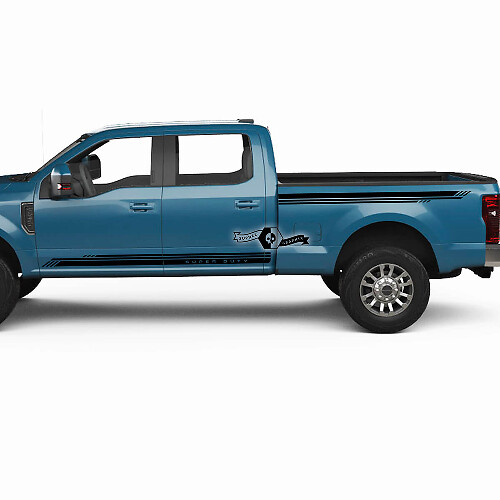 Coppia Ford Super Duty 2023 Rocker Panel Stripes Body Doors Bed Line Fender Decals Adesivi laterali Grafica Vinile 2 colori
