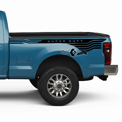 Coppia Ford Super Duty 2023 Bed Fender Lines Decalcomanie Adesivi laterali Grafica Vinile
