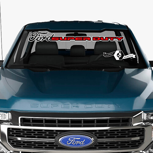 Parabrezza Ford Super Duty 2023 Logo Decalcomanie Adesivi Grafica Vinile 2 Colori
