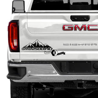 Portellone posteriore GMC Sierra 2500HD 2022 2023 Montagne Vinyl Stripes Decal per GMC Sierra Graphics
