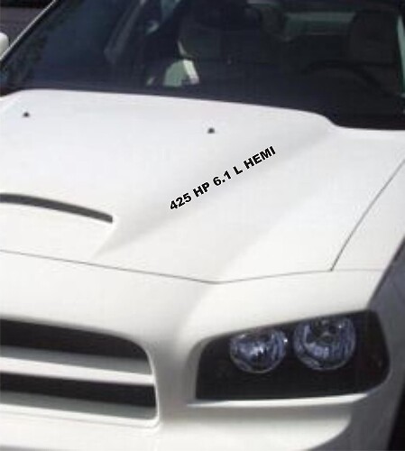 Adesivi in vinile con lettere per cofano 425HP 6.1L HEMI per Dodge Charger Challenger Ram SRT8