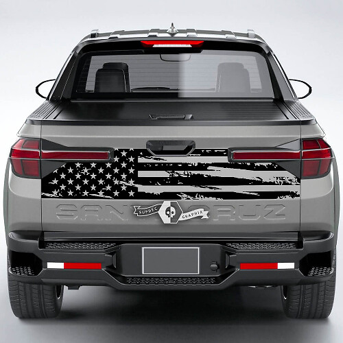 Adesivo in vinile con bandiera USA effetto consumato per portellone Hyundai Santa Cruz 2023