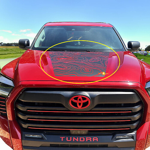 Adesivo in Vinile con Mappa Topografica per Cofano Toyota Tundra
